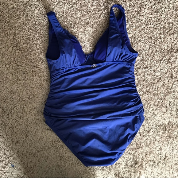 Jantzen Royal Blue 1-pc Bathing Swimsuit Body Slimming tummy control Size 12 - Picture 6 of 16